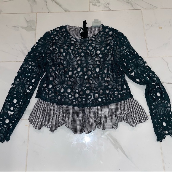 Maeve Gingham & Lace Top - Picture 2 of 7